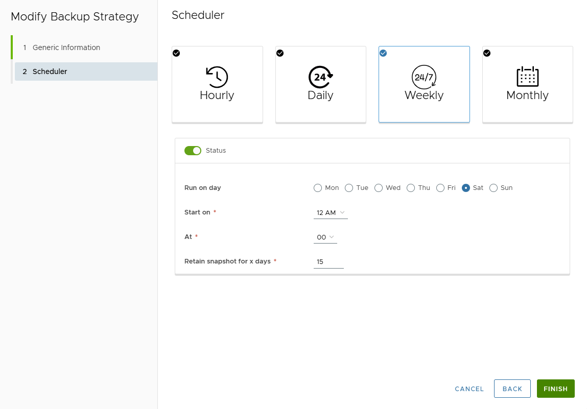 Edit Backup Strategy Scheduler