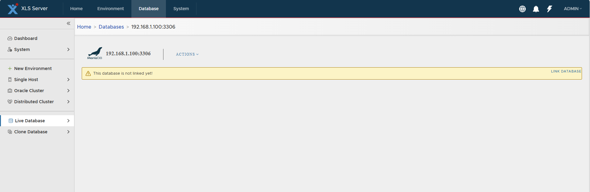 Non-linked MariaDB database