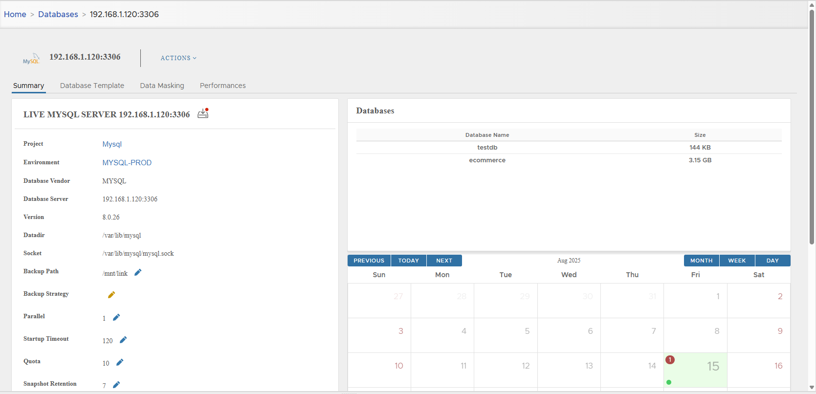 Linked live DB detail