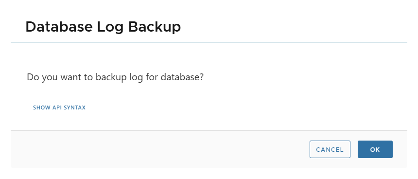 Backup log confirmation