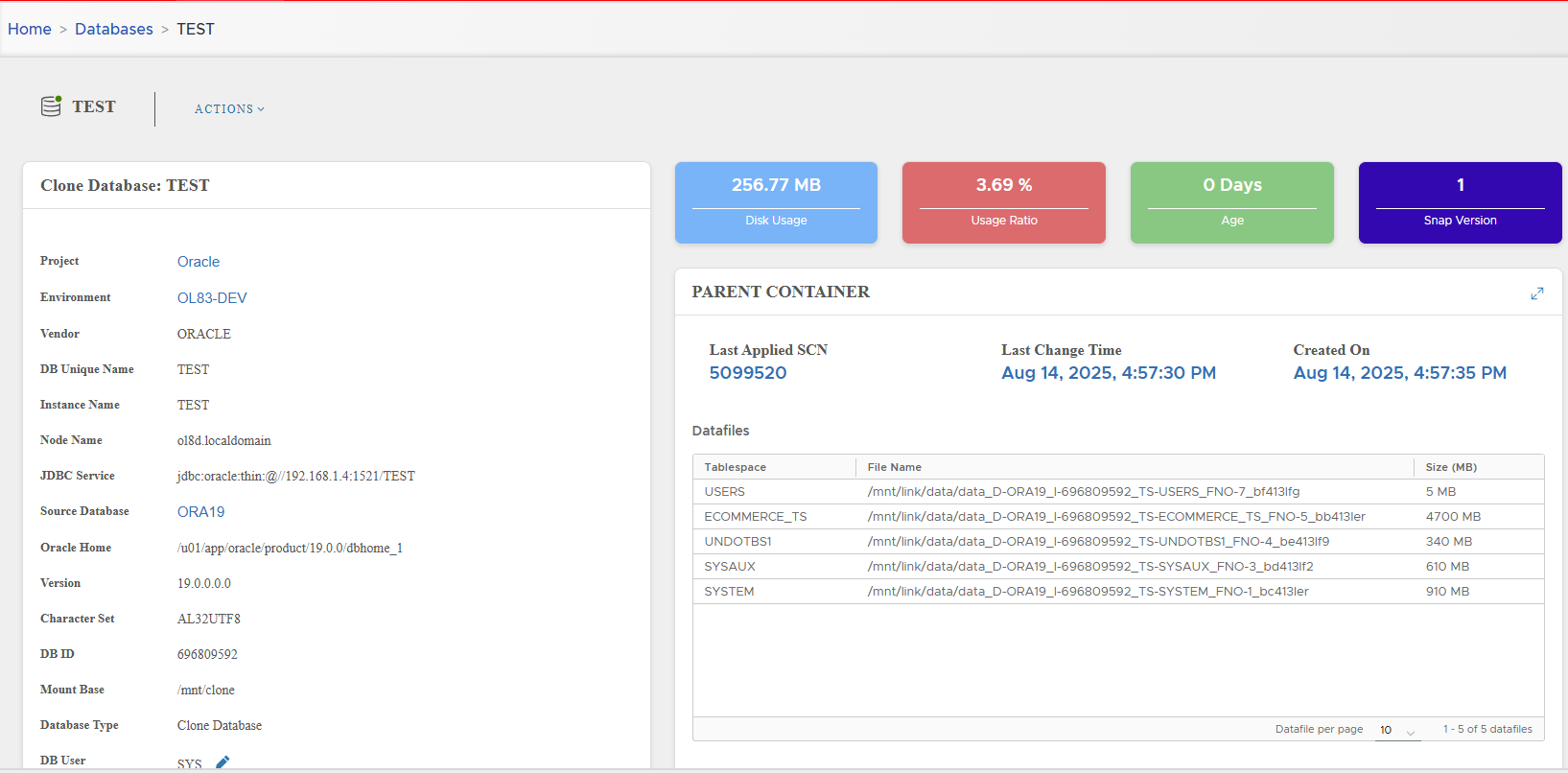 Virtual clone detail