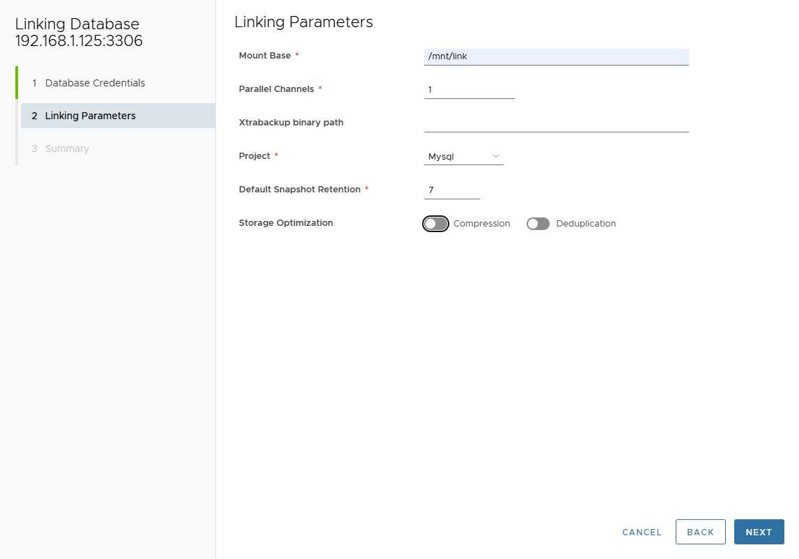 Link Database Parameters