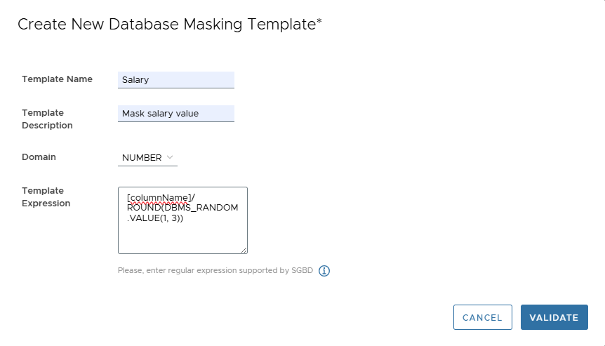 Create Data Masking Template