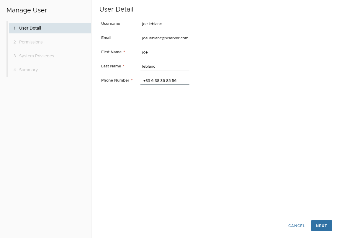 User Edit Properties