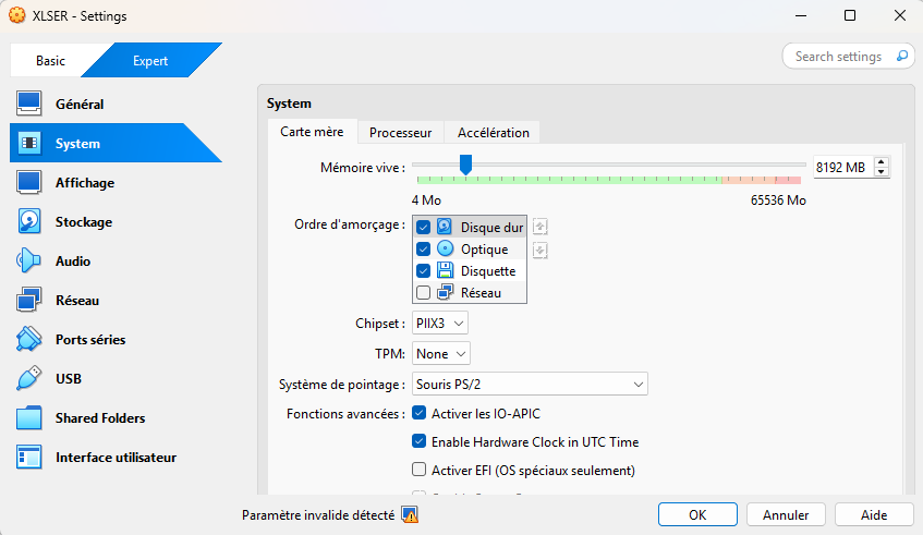 CPU and RAM Settings